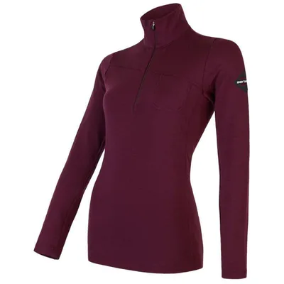 Produktbild von T-shirt Sensor Merino Extreme Zip Damen lang Hafenrot größe M 21200031-01