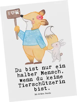 Produktbild von Mr. & Mrs. Panda Postkarte Tierschützerin Herz - Weiß - Geschenk, Fotokarte, bildkarte, Postkarten, Ansichtskarten, Ansichtskarte
