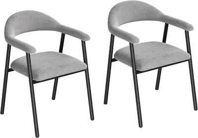 Produktbild von WOLTU Esszimmerstühle 2er Set, Armlehnstuhl mit offener Rückenlehne, Küchenstühle gepolstert : Grau Farbe: Grau