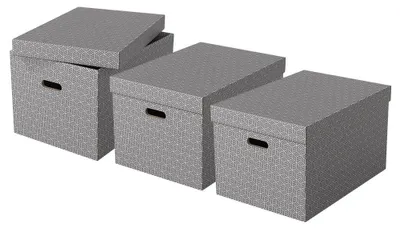 Produktbild von Esselte 3er Set große Aufbewahrungs- & Geschenkboxen mit Deckel, Schachteln für