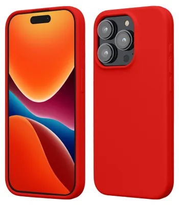 Produktbild von kwmobile Handyhülle für iPhone 15 Pro Hülle, für iPhone 15 Pro Case - Hülle Silikon - kabelloses Laden - Rot