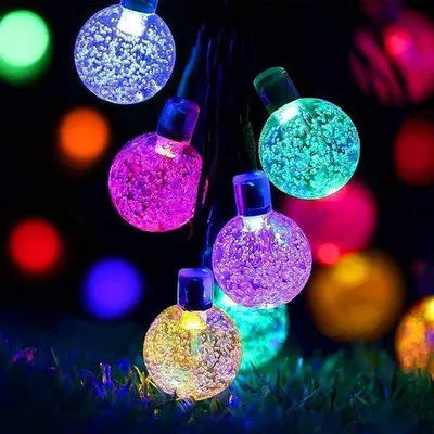 Image de Guirlande lumineuse solaire étanche à 50 LED pour le jardin ou la cour intérieure