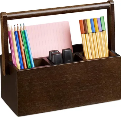Productafbeelding van Famanu bamboepennenhouder - Bureauorganizer - Donkerbruin
