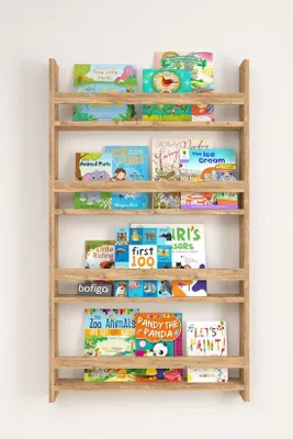 Image de Étagère à livres pour enfants Montessori avec 4 étagères, 120 x 74 cm, aspect pin