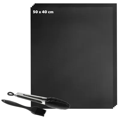 Productafbeelding van Bremermann bakmattenset | 4-delig | inclusief kwast, tang en mat van 50 x 40 cm