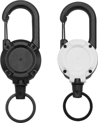 Produktbild von 2 Stück robuster einziehbarer Schlüsselanhänger und Schlüsselanhänger, einziehbarer Schlüsselanhänger, ausziehbares Schlüsselband, einziehbares Schlüsselband mit 80 cm Stahlkordel für Auswelter, K