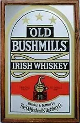Produktbild von Old Bushmills - Irish Whisky bedruckter Spiegel im Kunststoff Rahmen