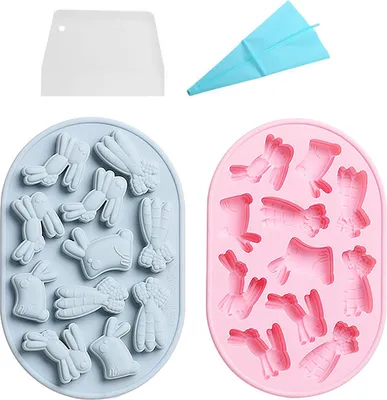 Image de 2 Moules à Chocolat, Petits Moules à Lapin pour Pâques, Moules à Bonbons avec 11 Moules à Lapin, Moules à Lapin en silicone pour la fabrication de chocolat/biscuits