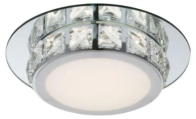 Produktbild von LED Deckenleuchte, Glas opal, Kristalle klar, 25x7cm