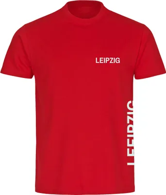 Produktbild von multifanshop Herren T-Shirt - Leipzig - Brust & Seite, rot, Größe XL