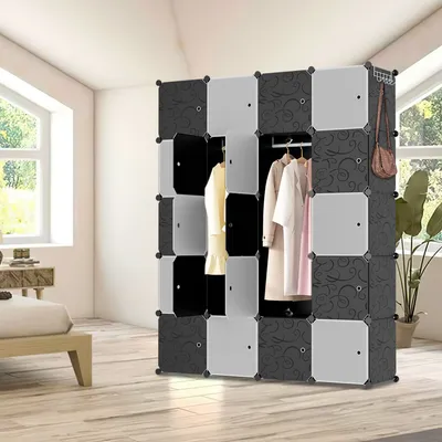 Produktbild von Clanmacy Kleiderschrank DIY Badregal Bücherregal für Miethaus Schuhregal 20 Fächer