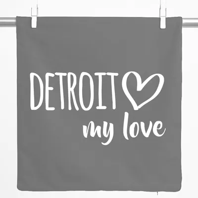 Produktbild von Huuraa Kissenbezug Detroit my love 40x40cm Steel Grey Baumwolle Dekokissenbezug Geschenkidee