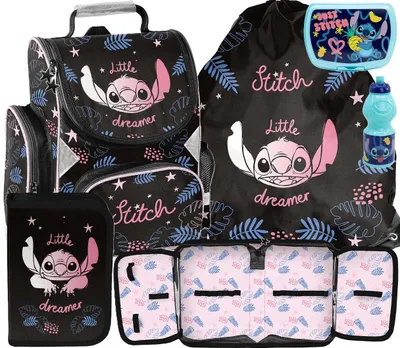 Produktbild von 5tlg Lilo und stitch Schulranzen set Rucksack Federtasche Sportbeutel Trinkflasche Brotdose schultasche Tornister fur madchen