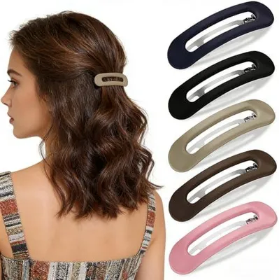 Produktbild von 5 französische Haarspangen für Damen, automatische Haarclips mit 8 cm, flache Vintage-Haarspangen für dünnes und dickes Haar, elegante Clips für Mädchen und Frauen