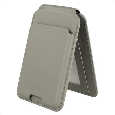 Produktbild von Accezz Magnetische Leder-Wallet mit Standfunktion - Geeignet für Apple Find My - Light Grey