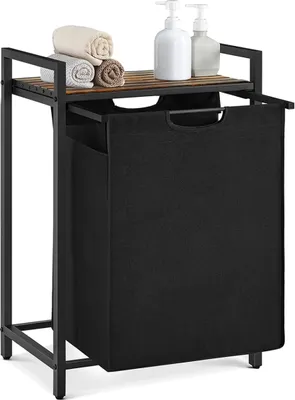 Zdjęcie produktu dla VASAGLE Kosz na pranie 65l przemysłowy czarny metal, 50 x 33 x 72cm
