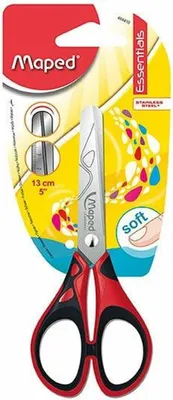 Produktbild von Schere Essentials Soft 13 cm farbig sortiert auf Blisterkarte