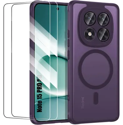 Image de Coque + 2 Verres Trempés pour Xiaomi Redmi Note 15 Pro 5G, Protection avec Vitre Caméra - Violet