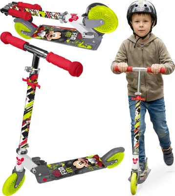 Produktbild von DISNEY Mickey Mouse Zweirad-Roller mit Bremse, bis 50 kg Tragfähigkeit, faltbar und höhenverstellbar, für Kinder ab 6 Jahren