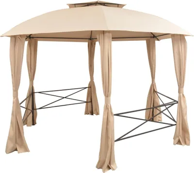Produktbild von vidaXL Gartenpavillon mit Vorhängen Hexagonal 360x265 cm