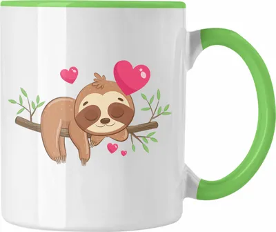 Produktbild von Trendation - Süßes Faultier Tasse Grafik Geschenk für Freundin (Grün)
