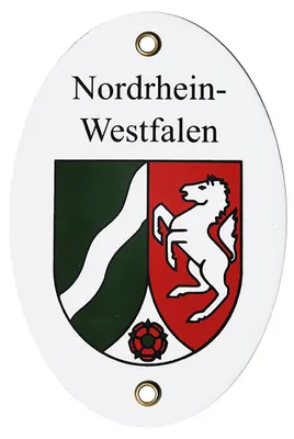Zdjęcie produktu dla Emaliowana tabliczka z herbem kraju związkowego Nadrenia Północna-Westfalia.