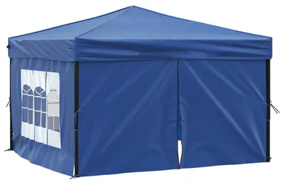 Productafbeelding van vidaXL Partytent, inklapbaar met zijwanden, blauw, 3x3 meter