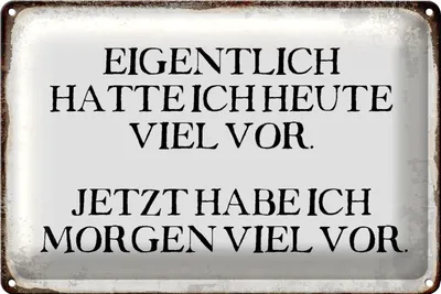 Produktbild von Blechschild Spruch 30x20cm eigentlich hatte heute viel vor