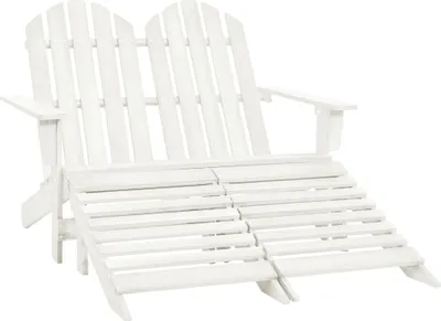 Obrázok produktu pre 2-miestna záhradná stolička a lehátko Adirondack jedľa biela