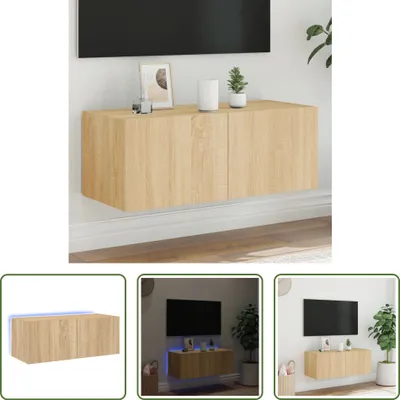 Produktbild von The Living Store TV-Wandschrank mit LED-Leuchten Sonoma-Eiche 80x35x31 cm