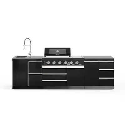 Produktbild von GORILLER® BLACKBACK M5 Outdoor-Küche, Gasgrill mit Waschbecken, Extra-Arbeitsfläche und Stauraum, Edelstahl, Schwarz