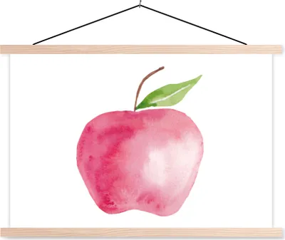 Produktbild von MuchoWow® Textilposter Apfel - Obst - Weiß 60x40 cm mit holzfarbenen Rahmen - Bilder