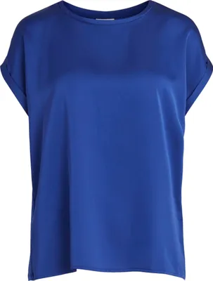 Zdjęcie produktu dla Szyfonowa Koszula T-Shirt Krótki Rękaw Podstawowy Błyszczący Top VIELLETTE | 36