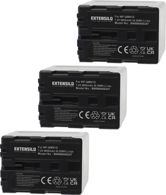 Produktbild von EXTENSILO 3x Akku kompatibel mit Sony DCR-TRV250E, DCR-TRV240, DCR-TRV255, DCR-TRV245, DCR-TRV25, DCR-TRV250 Kamera (4800 mAh, 7,2 V, Li-Ion)