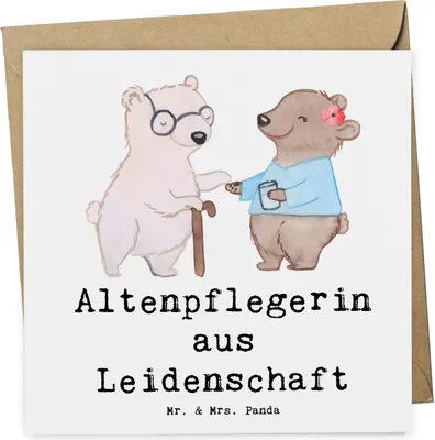 Produktbild von Mr. & Mrs. Panda Glückwunschkarte Altenpflegerin Leidenschaft - Weiß - Geschenk, doppelkarte, Lustig, Spruch, Beruf, faltkarte, Klappkarte, anlasskarte, Pflegerin, Witzig