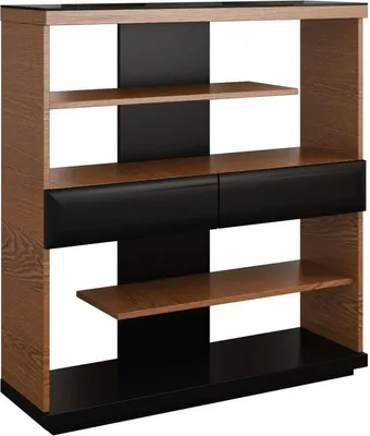 Produktbild von Regal - 102 cm breit, teilmassiv, Farbe: Walnuss / Schwarz