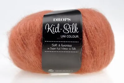 Produktbild von DROPS Kid Garn – 75% Super Kid Mohair & 25% Seide, Farbe Rost (33), 25 g / 210 m, Premium Strickgarn