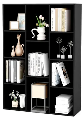 Produktbild von Bücherregal mit 11 Fächern, Bücherschrank, Büroregal, Würfelregal, Standregal, für Wohnzimmer, Schlafzimmer, Büro, Kinderzimmer, 74 x 24 x 106 cm (Schwarz)