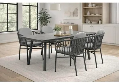 Immagine prodotto di Set di sedute Destiny COMO SAN MARINO 4 poltrone + tavolo 180x90x74 cm, rettangolare, grigio