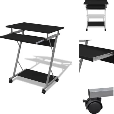 Immagine prodotto di Scrivania per computer Carrello per computer Tavolo per ufficio Tavolo per laptop con rotelle nero - Scrivanie
