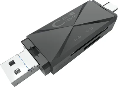 Productafbeelding van USB 3.0 Type-C kaartlezer met slimme geheugenfunctionaliteit, compatibel met Mac/computer, zwart
