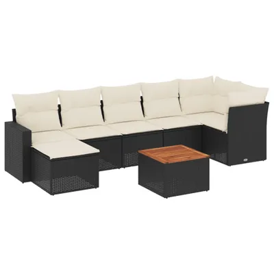 Produktbild von vidaXL 8-tlg. Garten-Sofagarnitur mit Kissen Schwarz Poly Rattan