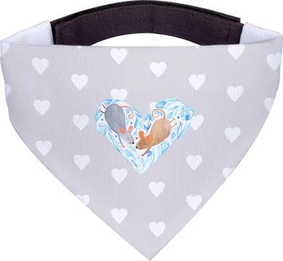 Produktbild von Mr. & Mrs. Panda Halstuch Mäuse Herz - Grau Pastell - Geschenk, Hund, Liebe, für Immer, Hochzeit, Freundin, Maus, Tuch, Hundehalstuch, Hunde