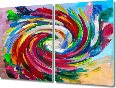 Produktbild von Coloray Herdabdeckplatte 2x40x52 cm Schneidebrett Kochplattenabdeckung Küchenbrett Hackbrett - bunte Wirbel