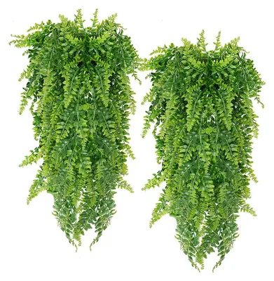 Künstliche Hängepflanzen Farne, 2 Stück, 75 cm, Grün