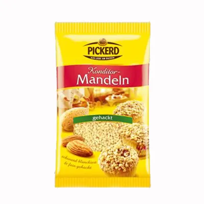 Produktbild von Pickerd Konditor Mandeln gehackt schonend blanchiert fein gehackt 100g