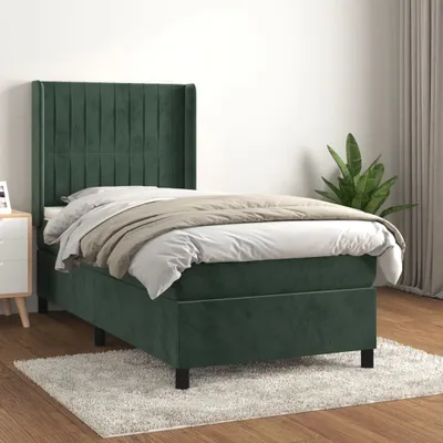 Produktbild von Robuste Einzelbett - Dezentem Design Boxspringbett mit Matratze Dunkelgrün 80x200 cm Samt - Lattenrost Inklusive - 35265