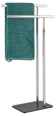 Produktbild von bremermann Stand-Handtuchhalter freistehend, 2 Stangen, Edelstahl und Glassockel