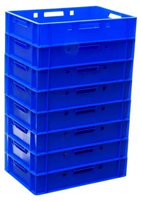 Produktbild von 8 Stück E1 Kisten 600x400x125 mm Fleischkasten Lagerkiste in blau