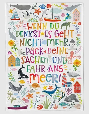 Produktbild von Geschirrtuch Buntes Meer, Geschirrtücher, Mitbringsel Geschenkidee Tuch, Strand